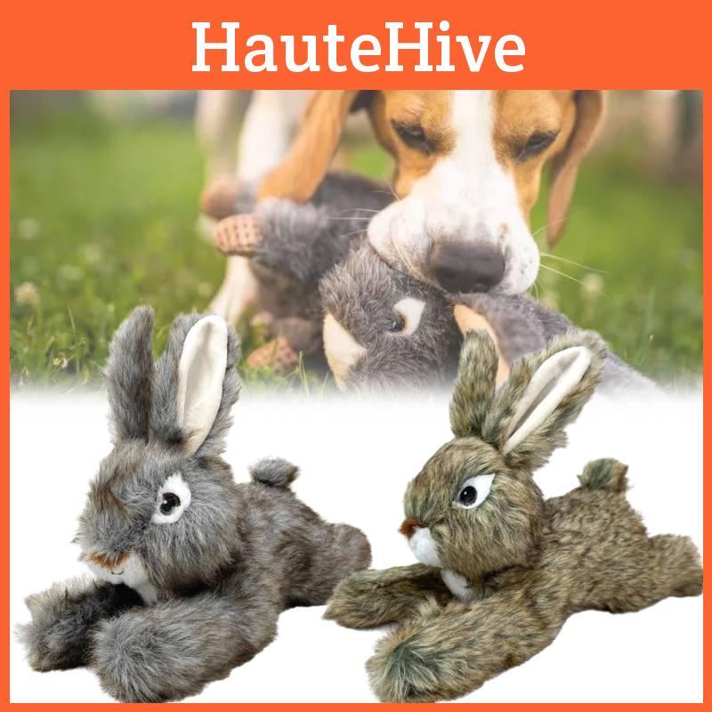 Realistic Plush Rabbit Dog Toy Durable Chew Resistant Squeaky Toy For Small Dogs colore grigio