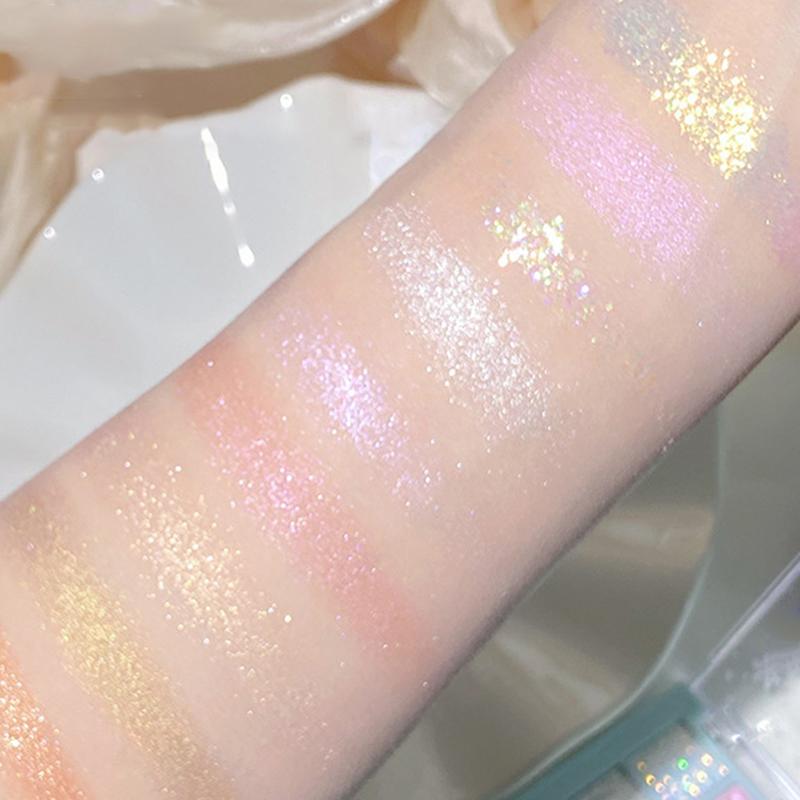 9 Farben Glitzer-Schneeflocken-Lidschatten-Palette Diamant-Flash-Highlighter Aufhellender Lidschatten Glänzend Liegende Seidenraupe Wasserfest Dauerhaft Schimmerndes Augen-Makeup
