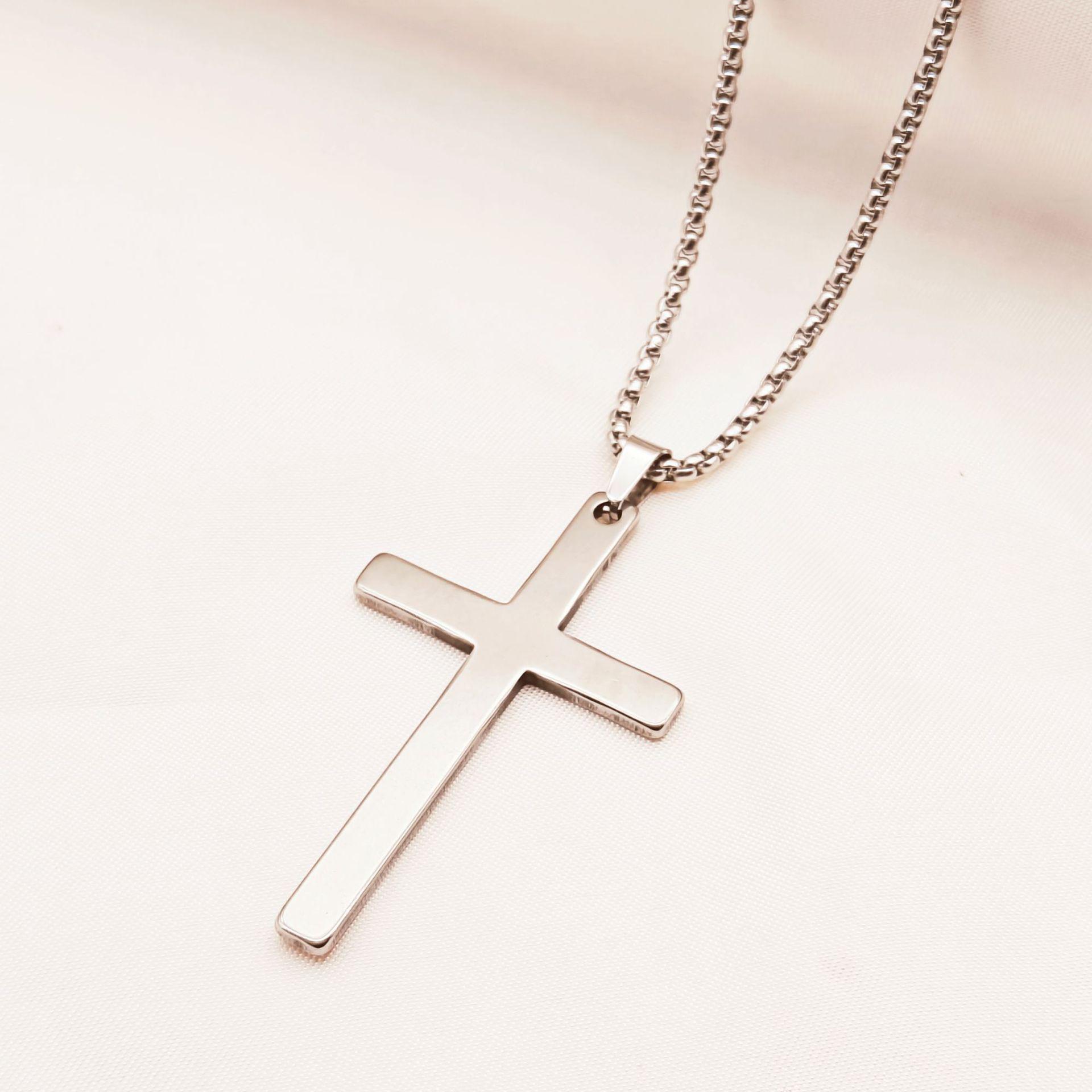 

TOHM Ожерелье-крест из нержавеющей стали, Полностью титановое, Длинное гальванизированное украшение-подвеска в виде креста.