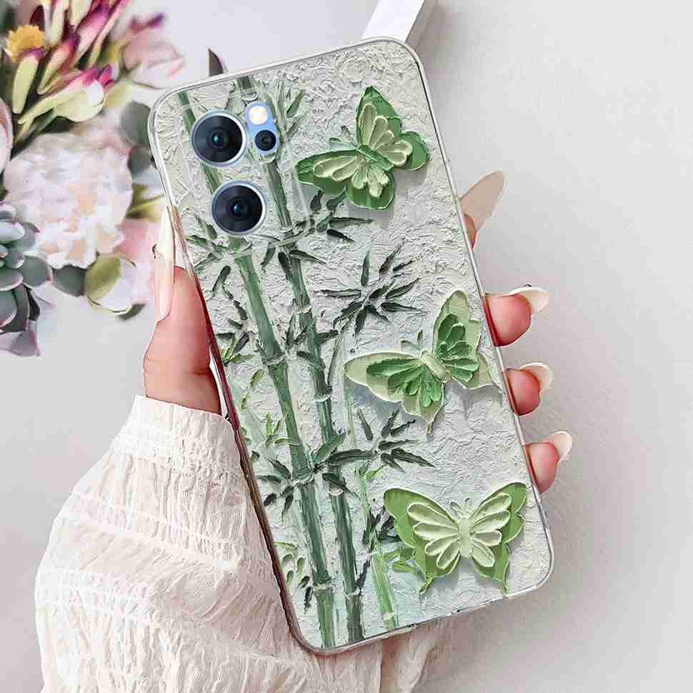 For Oppo Reno7 5G Casing Cute Cat Flower Painted Cover Soft Fundas Phone Case For Oppo Find X5 FindX5 Lite Reno 7 5G Back Cover