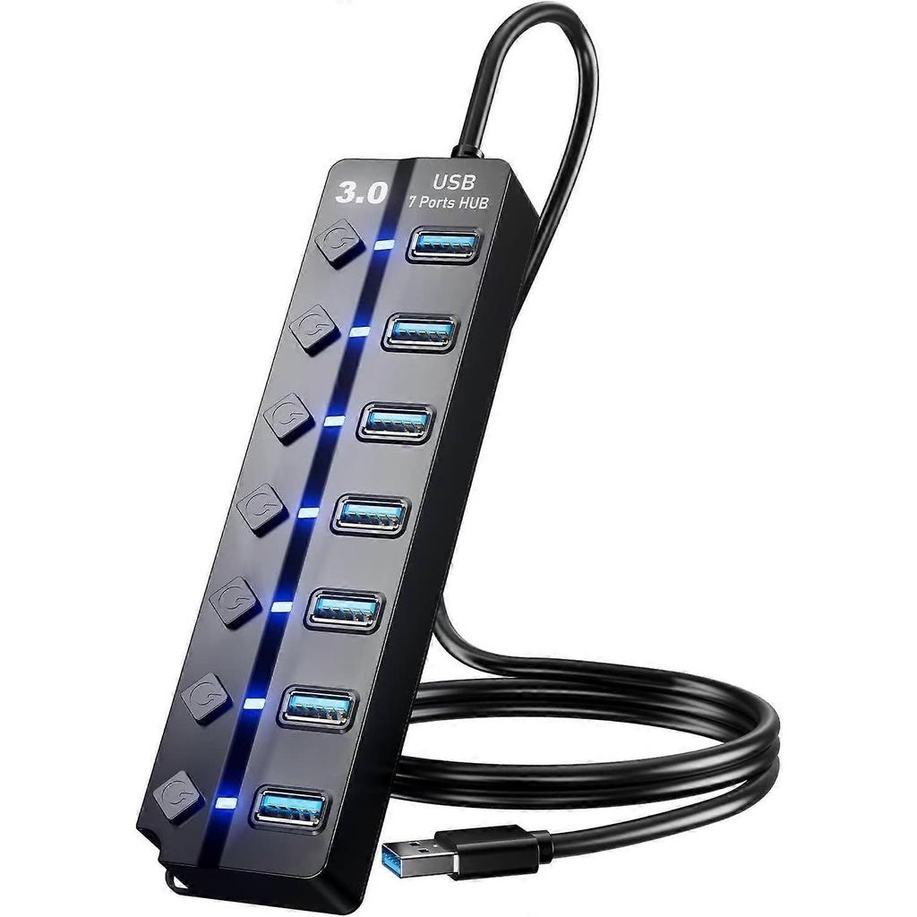 3.0 Hub, 7-Port Data Hub Splitter with 3ft Long Cable Extension for Laptop,PC
