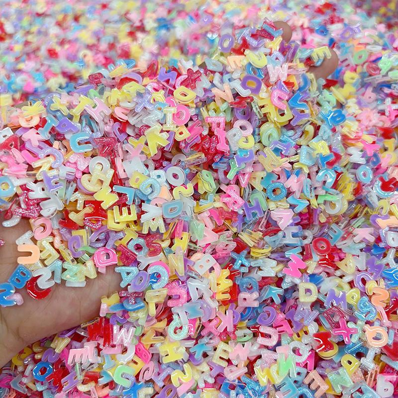 WTEMPO Mixed Colorful Nail Art Charms Cute Letter Shaped Designs Flatback Mini Nail Decorations Kit DIY Phone Cases Hair Clips Crafts Making Supplies
