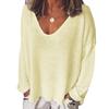 Fashion Summer  Women T-Shirt Solid Color Casual Versatile  Loose Tops V-Neck Blouses Long Sleeve Shirt Perspective Y2K Tops