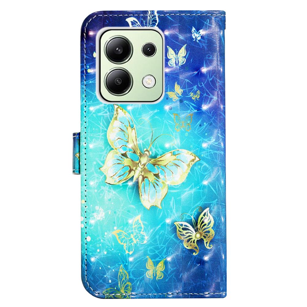 For Xiaomi Redmi Note 13 4G Leather Case 3D Pattern Printing Wallet Stand Mobile Cover with Strap