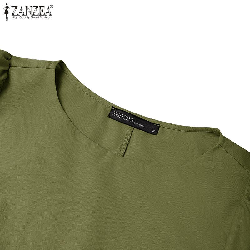 ZANZEA Dámské ležérní šaty s kulatým výstřihem, volné, jednobarevné, s dlouhým rukávem, dlouhé