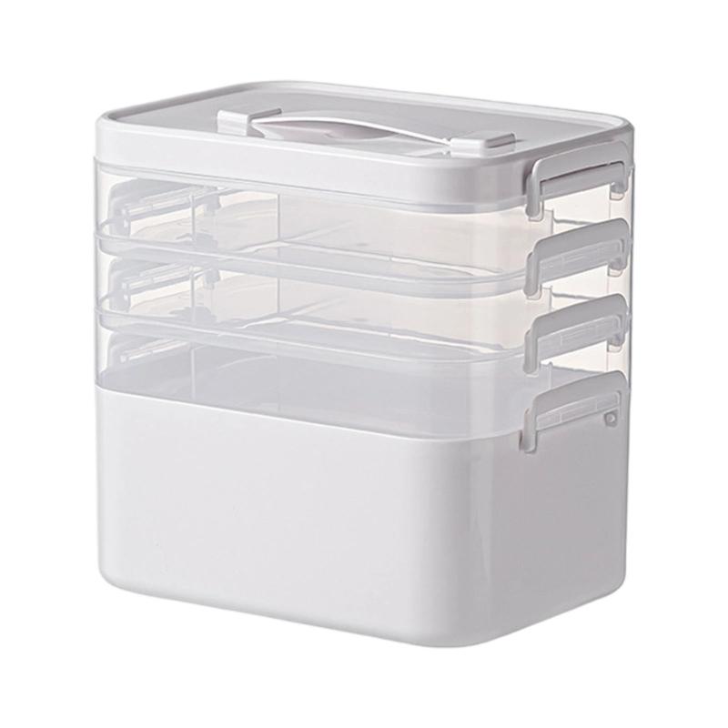 Multilayer Medicines Organizers Box With Clear Lid Large Capacity Portable Storage For Household Emergency Use