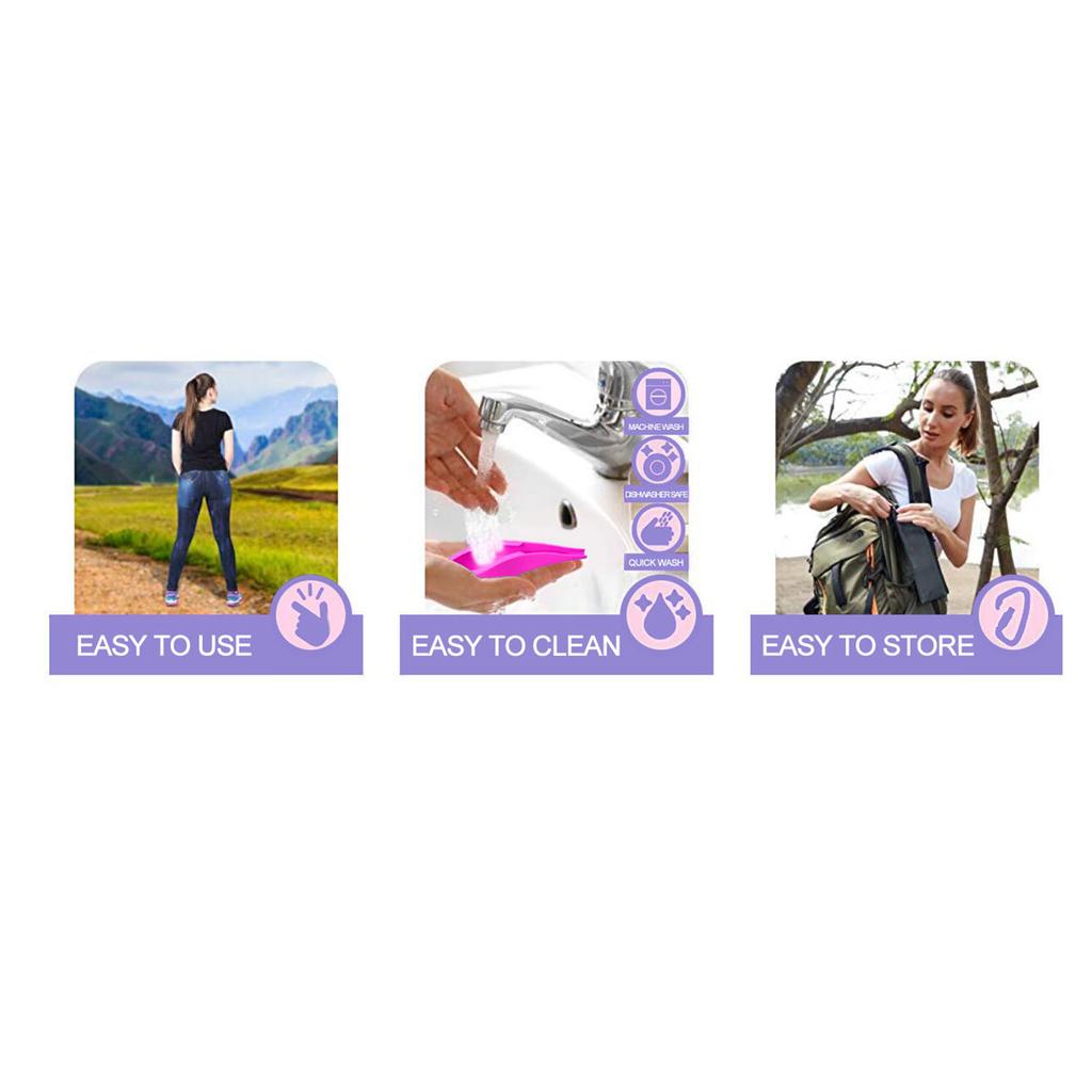 Orinal Femenino Portátil Dispositivo de Micción para Mujeres con Bolsa Soporte para Orinar Orinal de Silicona Femenino para Viajes al Aire Libre Rosa