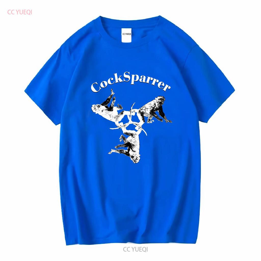 COCK SPARRER ZWEI AFFEN NEUES SCHWARZES T-SHIRT lang- oder kurzärmlig Vintage Gewaschene Streetwear Atmungsaktiv Leicht dehnbar Unisex