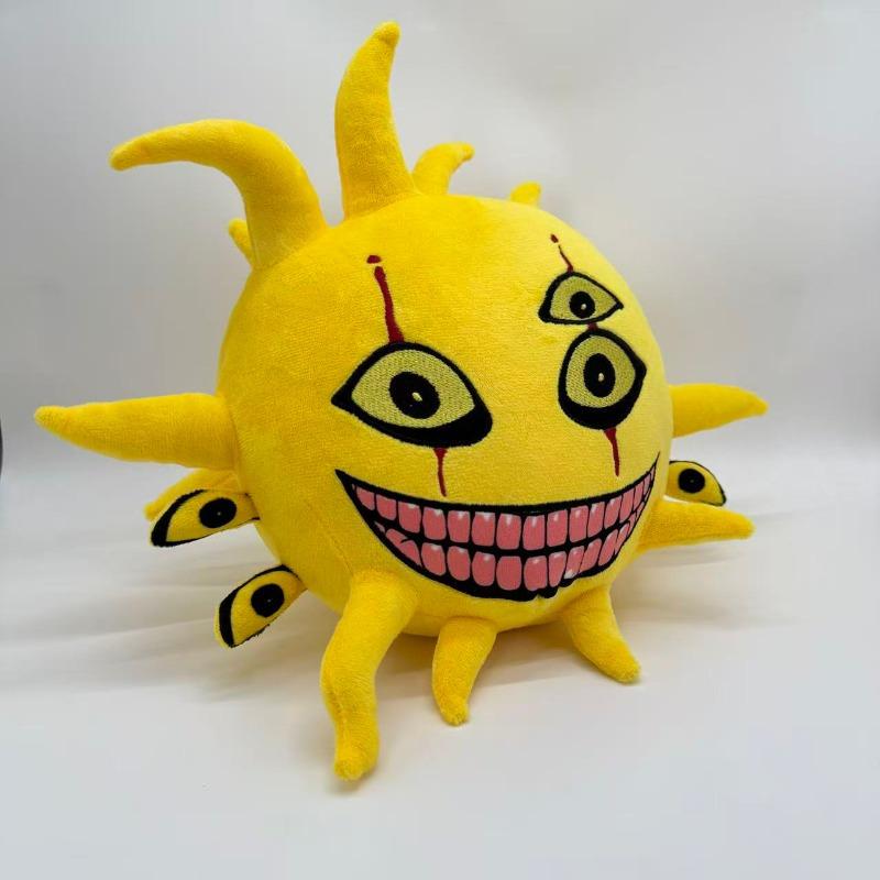 Wonderland Horror Sun Monster Plush Toy Multi Eyes Yellow Sun Stuffed Doll Soft Scary Figure Home Sofa Decoration Collectible Gift for Horror Game Fan