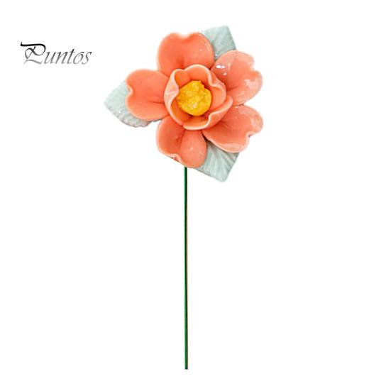 Ceramic Flower with Stem Realistic Handcrafted Artificial Home Colorful Blossom Decoration Office Living Room Vase Fake Simulation Decor