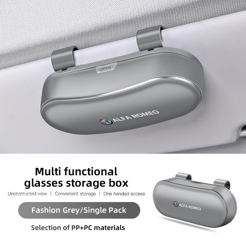 

Car Sun Visor Sunglasses Glasses Case Storage Clip Box For Alfa Romeo Giulia MiTo 147 156 159 Stelvio 4C Giulietta Disco Volante
