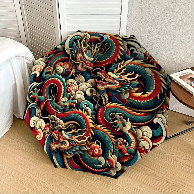 1pc Dragon Pattern Automatic Folding Umbrella - Compact 8-Rib Design,Perfect Gift for Friends & Family yy250926050