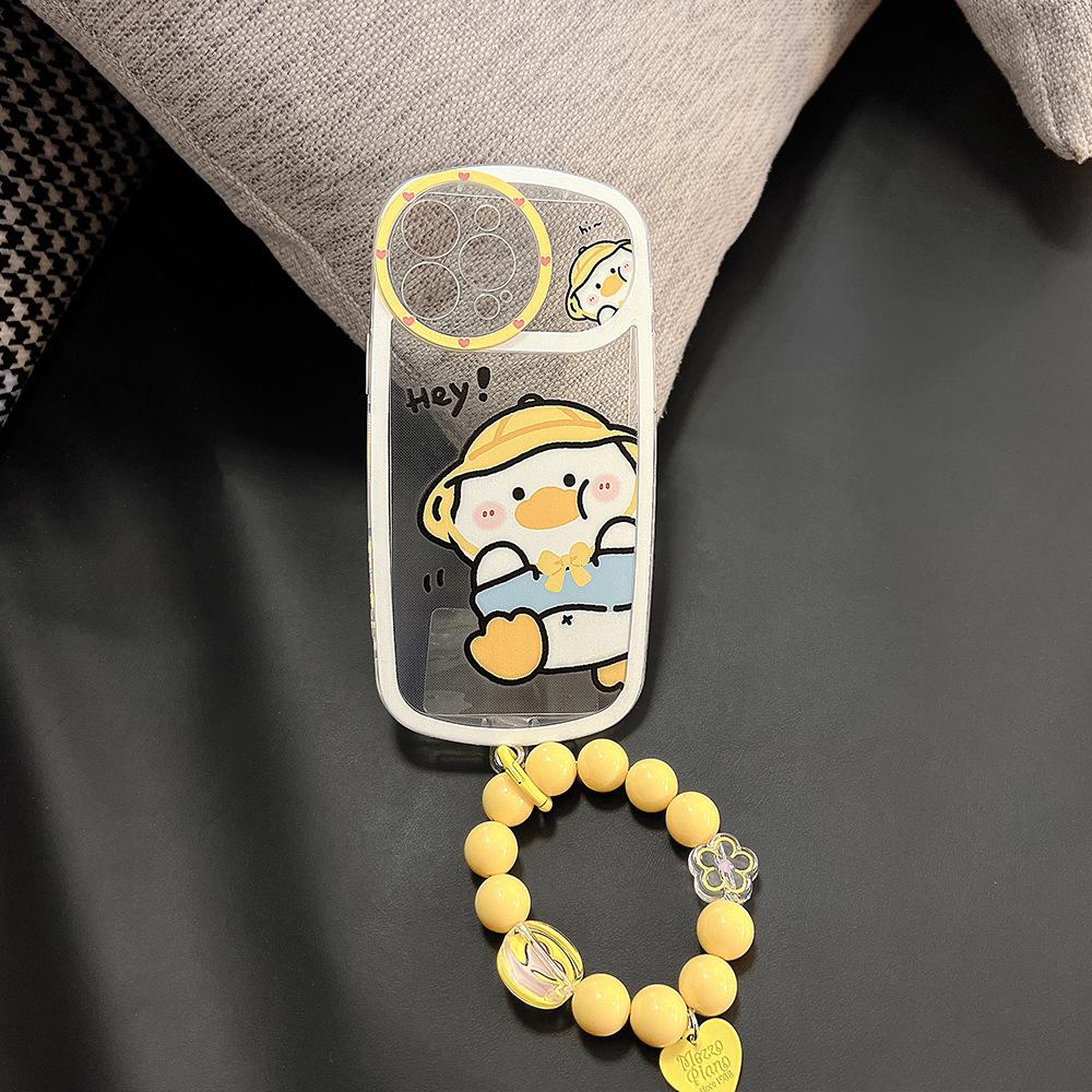 

Чехол для телефона с милой мультяшной уткой и ремешком для iPhone 14 13 12 11 Pro Max Plus, противоударный мягкий силиконовый прозрачный чехол из ТПУ For iPhone 14 Pro