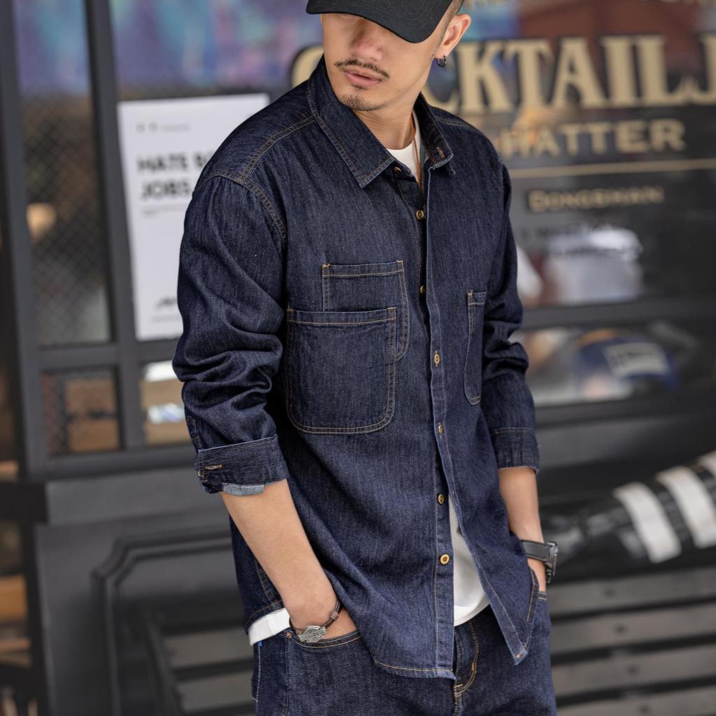 Glanlu Men's Long Sleeve Denim Workwear Shirt Jacket - New Autumn Trend