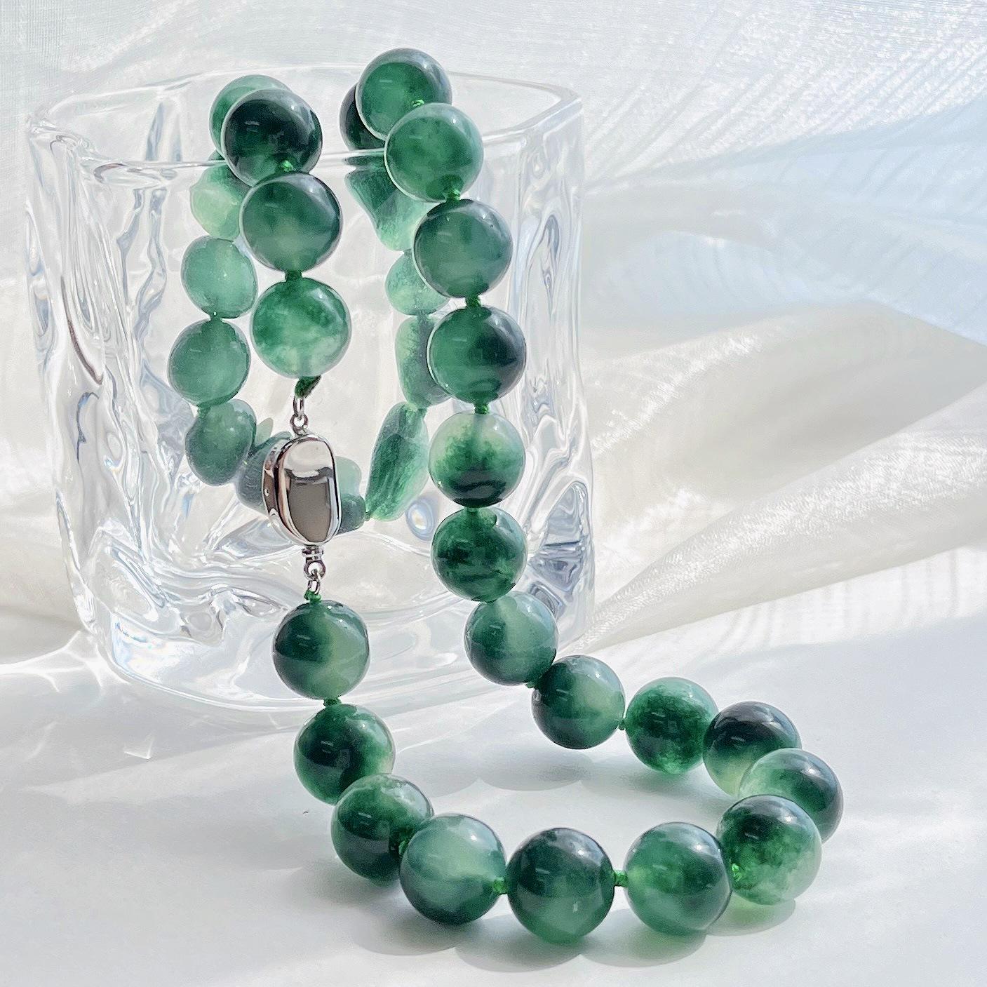 12Mm Aquatic Agate Quartzite Stone Bracelet Necklace
