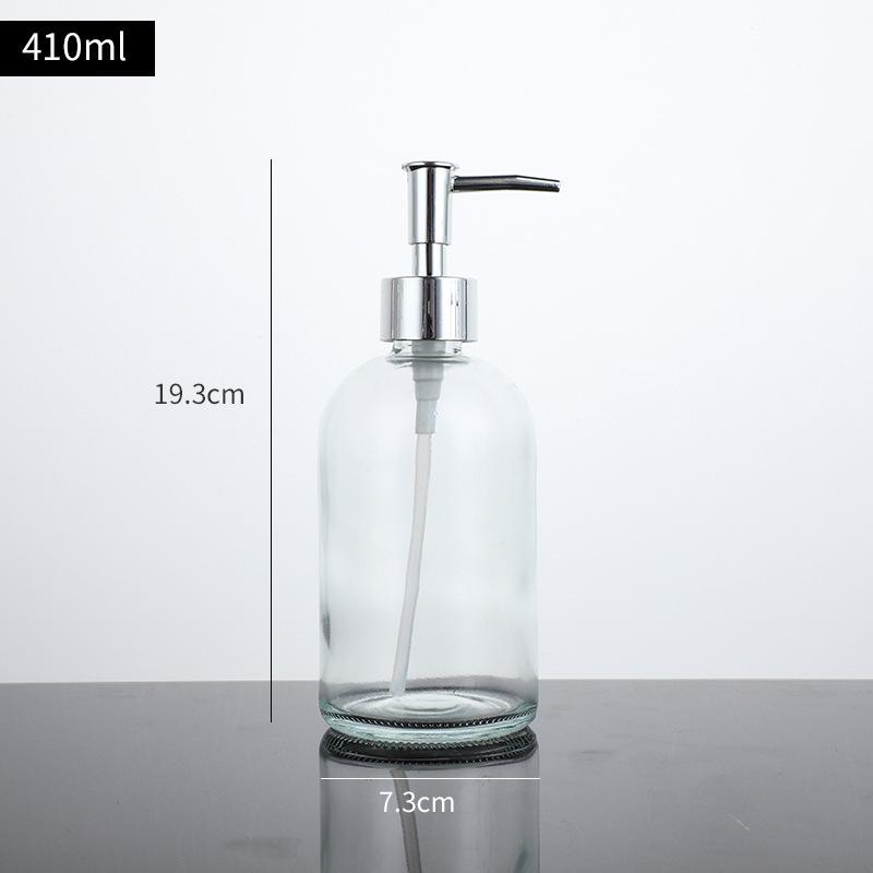 Transparent Glass Pump Bottle for Soap, Shampoo, & Shower Gel