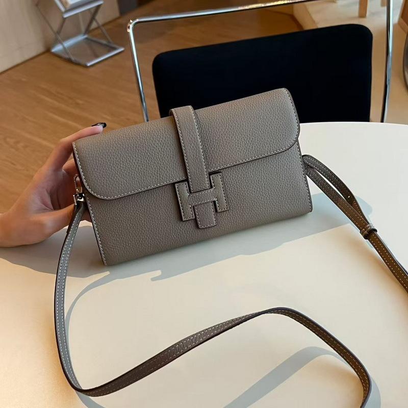 2025 New Leather I-buckle Long Three-fold Wallet First Layer Cowhide TOGO Leather Leather Wallet Cross-border Wholesale Trend