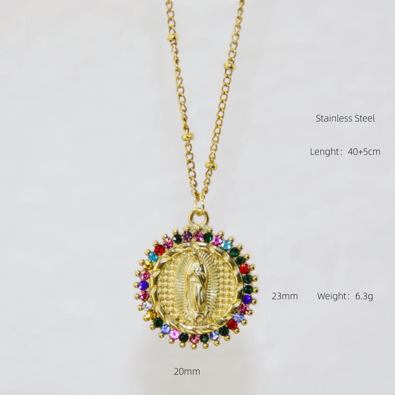 Virgin Mary Zircon Clavicle Necklace - European & American Fashion, Titanium Steel Jewelry