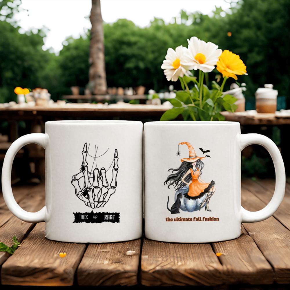 2 pcs 3A grade 11 oz witch skeleton interesting ceramic coffee mug for room Halloween decoration Birthday Christmas Holiday gift