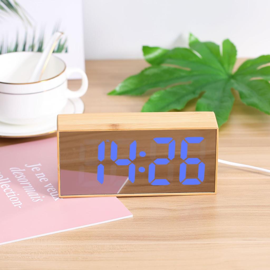 LED Electronic Clock Simple and Fashionable Alarm Clock Bedside Mute Clock Large Font Solid Wood Clock