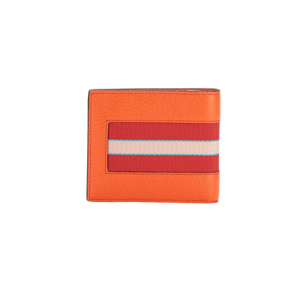 Gucci Vintage Stripe Short Fold Leather Wallet Men Wallets Orange 408827-CWGRN-7572