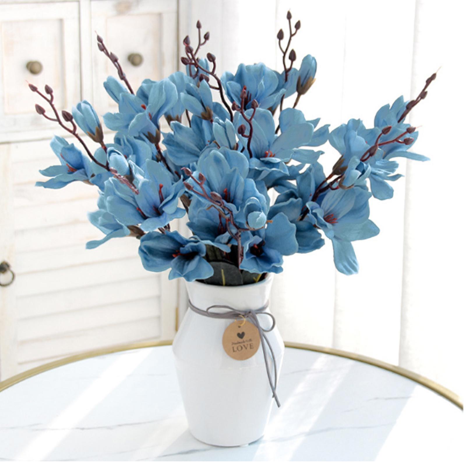 

Artificial Gladiolus Flower Bouquet with 5 Stems and 20 Heads Realistic Faux Floral Arrangement for Home Decoration Indoor Outdoor Use One Size синий