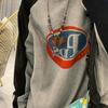Y2K Vintage hosszú ujjú póló női harajuku utcai viselet szürke pulóverek túlméretezett retró patchwork nyomtatású pólók