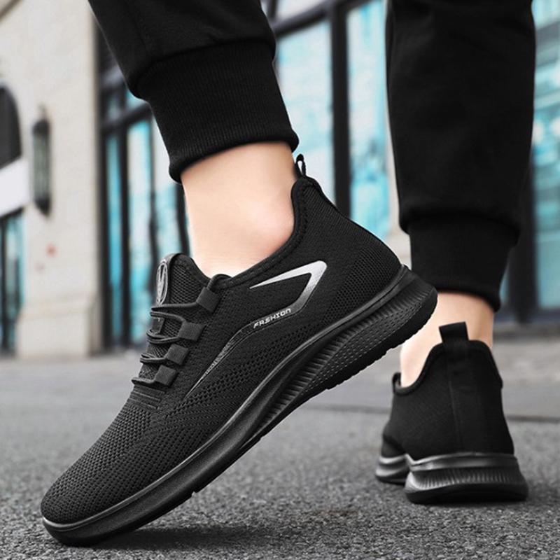 Men Casual Sport Shoes Breathable Lightweight Sneakers Outdoor Mesh Black Running Shoes Athletic Jogging Tenis Walking Shoes