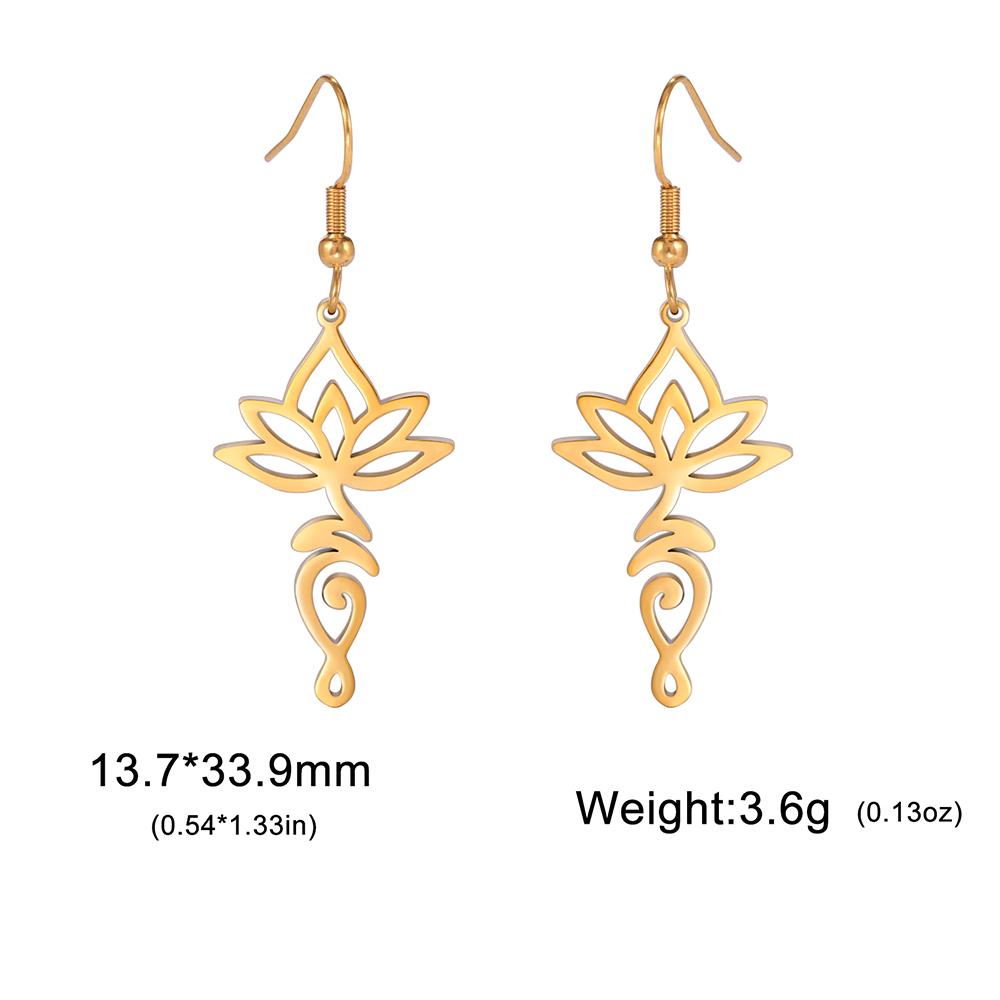 Dawapara Lotus Unalome Earrings Spiritual Shiva Yoga Symbol OM Aum Butterfly Pendant Stainless Steel Jewelry