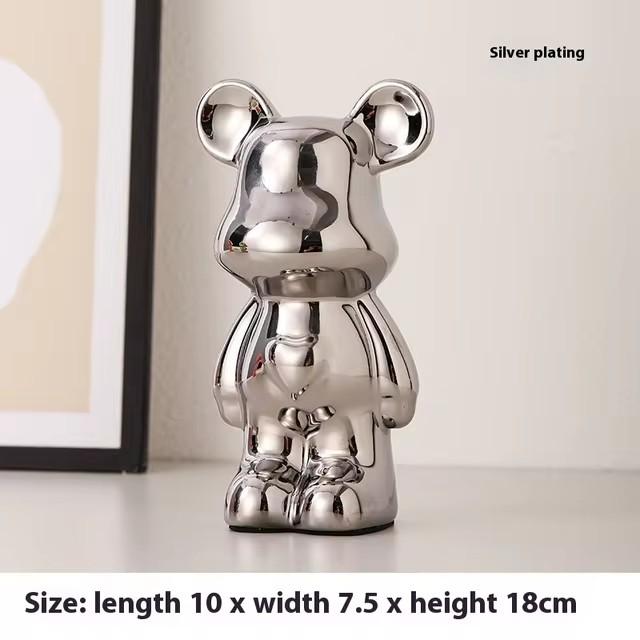 Ceramic Cartoon Teddy Bear Figurine Love Bear Ornament Living Room Small Piggy Bank Wine Cabinet Desktop Home Decoration