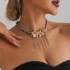 Artistic Shell And Fringe Layering Chokers Necklace With Glass Beads For Women Elegant Jewelry Gift