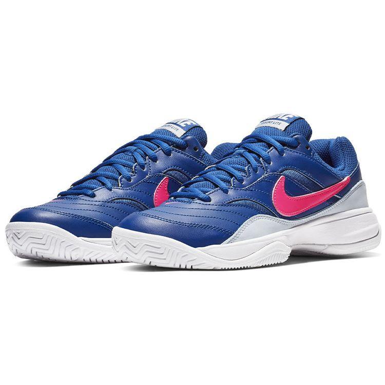 Nike Court Lite Shock Absorbing Non-Slip Durable Low-Top Tennis Shoes Women Sneakers Blue Red White 845048-464