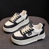Thick Bottom Heightening Women's Spring Summer Soft Leather High Top Sneakers Black White Versatile Adult Casual Shoes