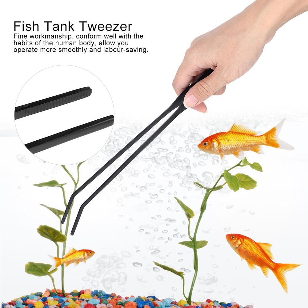 Stainless Steel Fish Tank Water Plants Cleaning Tweezers Scissors for Aquarium Maintenance ToolsCurved Tweezer