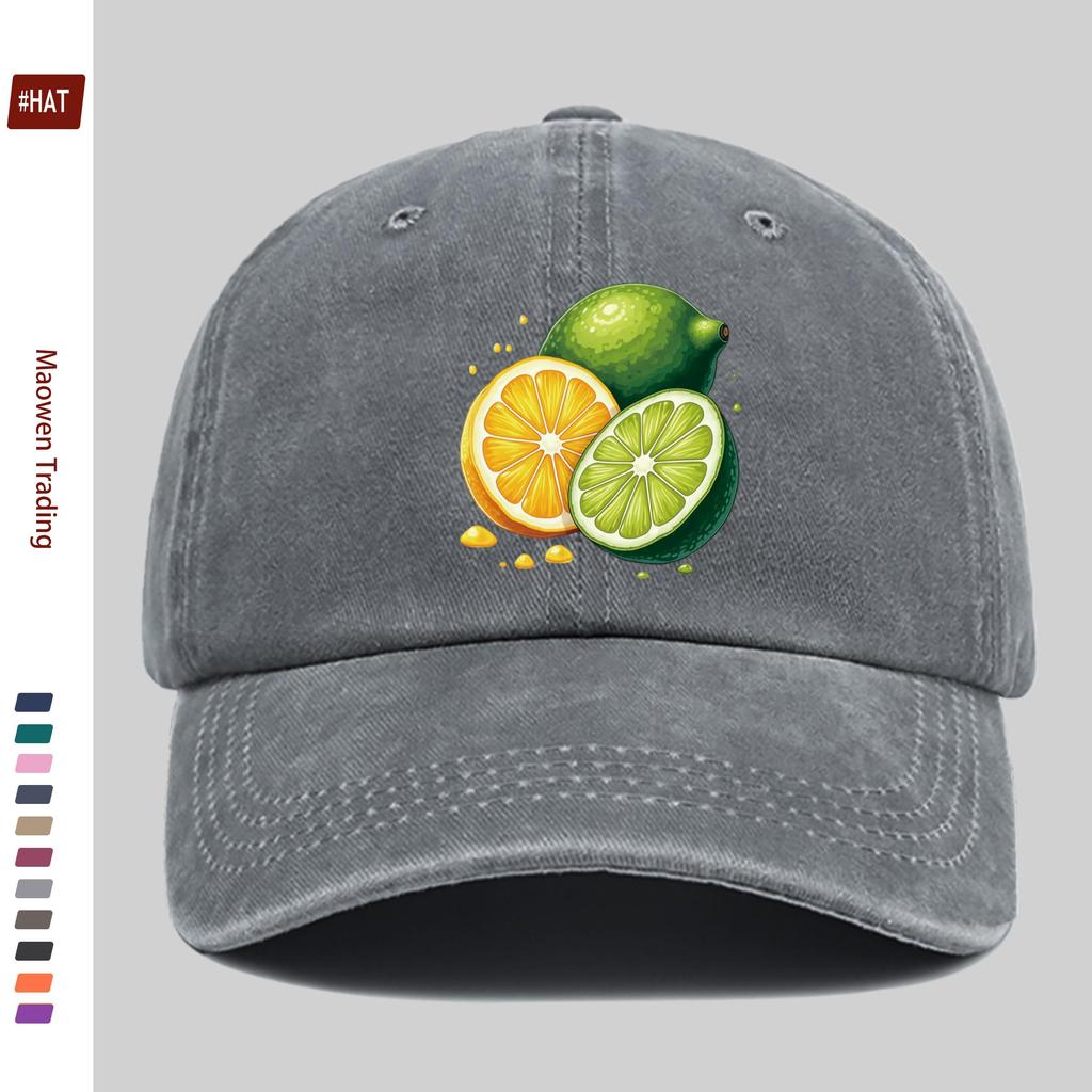 pc Vibrant Citrus Fruit Illustration Printed Baseball Cap Fashionable Summer Printed Trucker Sun Hat Comfortable Lightweight