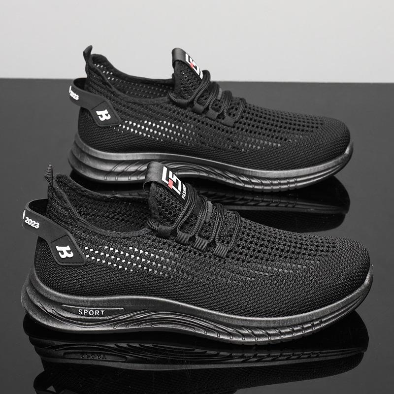 Spring New Fly-woven Casual Shoes Men's Trend Versatile Fashion Sports Shoes Light Running Spot Breathable