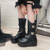 Women Boots Fashion Mid-calf Leather Boots 2025New Platform Boot Rivet Design Punk Style Boots for Women Knight Boot Botas Mujer