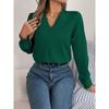 Womens Dressy Casual Shirts Long Sleeve Layered V Neck Solid Elagant Tops Fall Winter Preppy Business Office Blouse