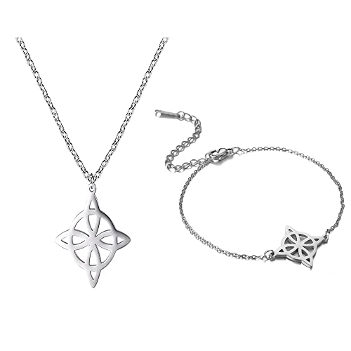 

Witch Knot Jewelry Sets for Women Necklace Witchcraft Protection Amulet Bracelet Earring Rings Accessory Set Valentines Day Gift