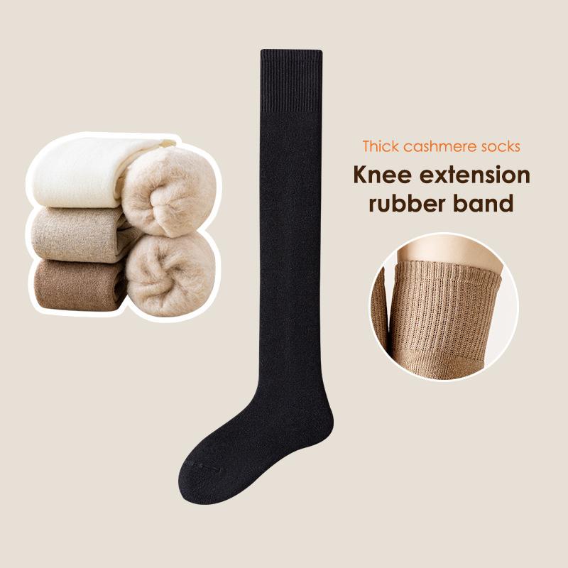 Calcetines largos y cálidos de invierno para mujer, de tubo grueso y alto, por encima de la rodilla, hasta la rodilla, de rizo, de color liso, gruesos, hasta la pantorrilla