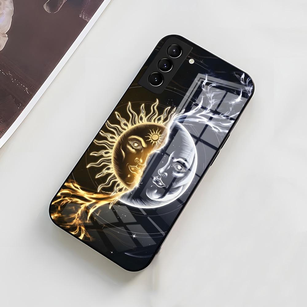 Yinuoda Funny Sun Moon Face Phone Case For Samsung A56 A36 A26 A16 A15 A25 A35 A55 A14 A34 A24 A54 Glass Case
