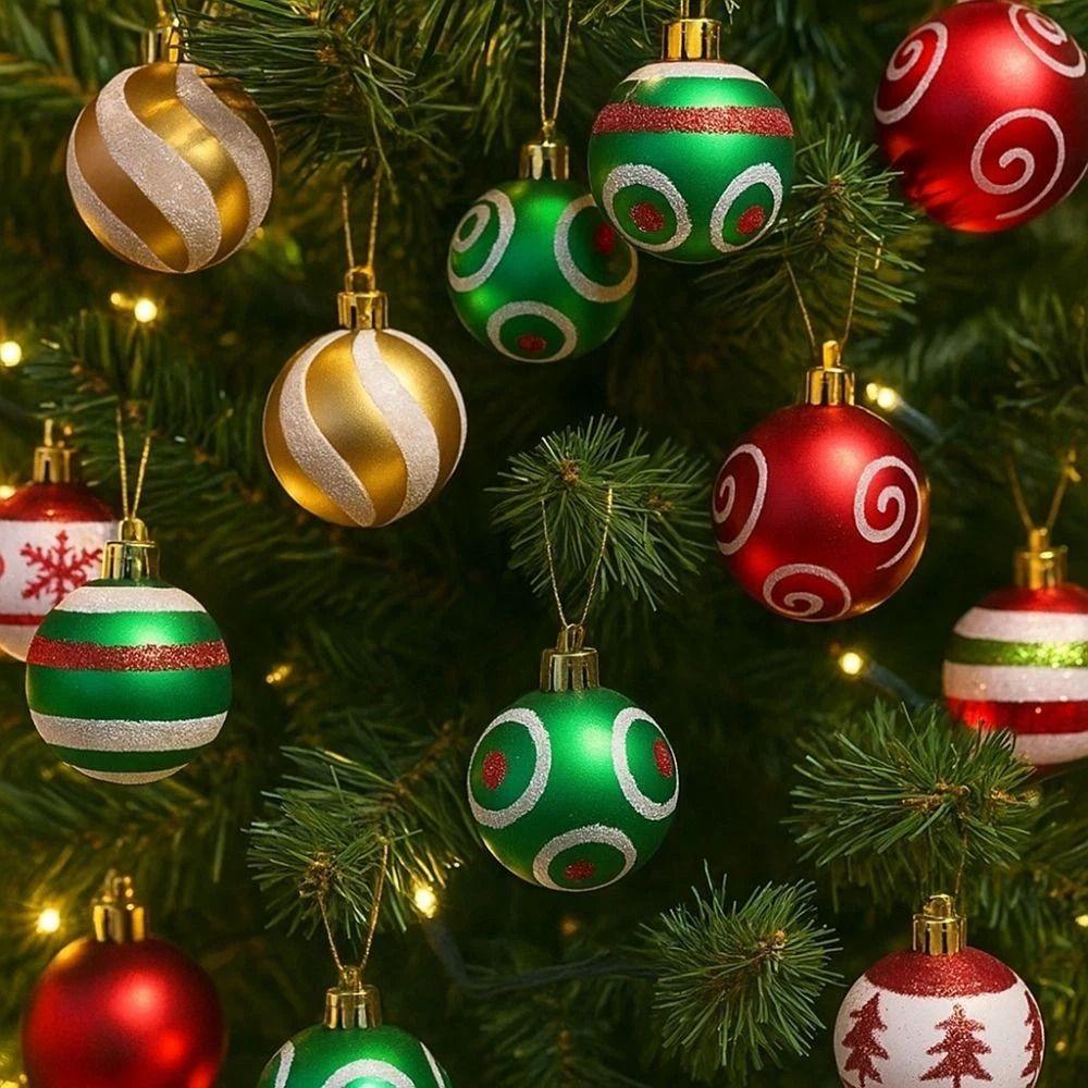 12Pcs 4cm Christmas Ball Set Painted Xmas Ornament Ball Creative Xmas Tree Hanging Pendant