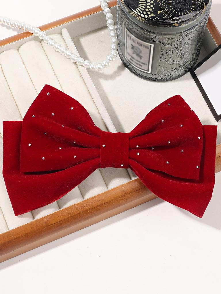1PCS 6" Hand-made Velvet Hair Bows with diamonds Hair Accessories for Little Teen Toddler Girls Kids