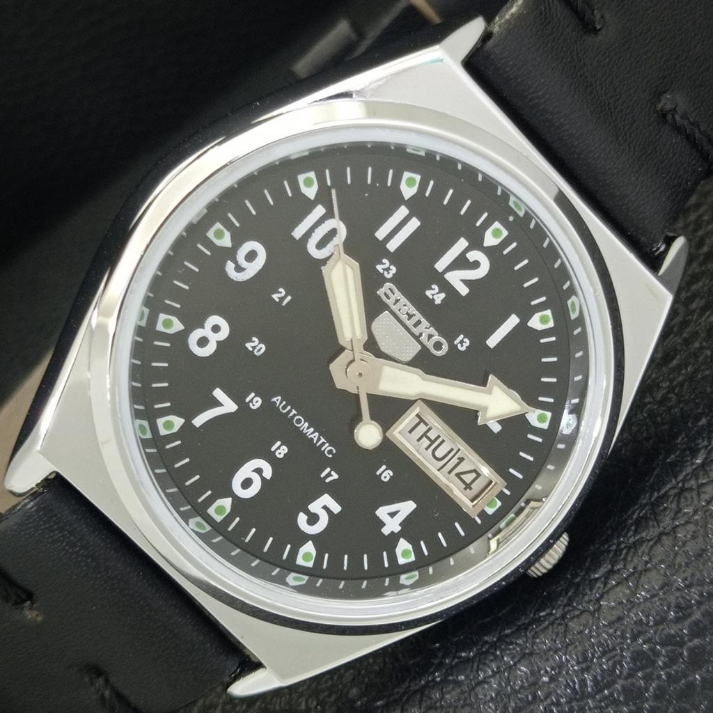 

SEIKO 5 AUTOMATIC 6309A VINTAGE REFURBISHED JAPAN MENS BLACK WATCH a441752-1 Sk-a441752
