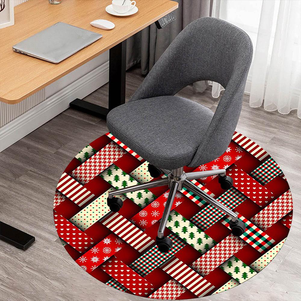 

1pc Christmas, Plaid Round Chair mat Area Rug - Non-Slip, Floor Mat for Office, Bedroom, and Indoor Decor -1002218 80cm by 80cm