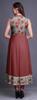 Bimba Aquamarine Green Damask Printed Women Designer Mandarin Collar Anarkali Dress Indian Ethnic Kurta