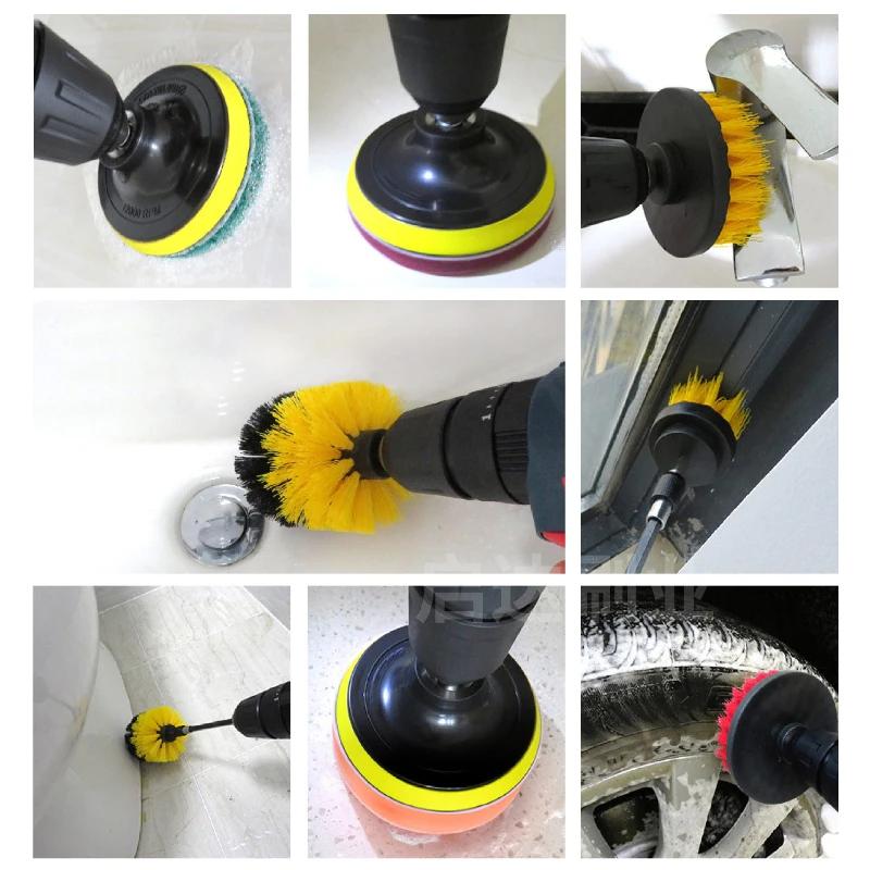 Multi Piece Set Cleaning Brush Power Scrubber Cleaning Brush Extended Long Attachment Set  All Purpose Scrub Brushes Kit