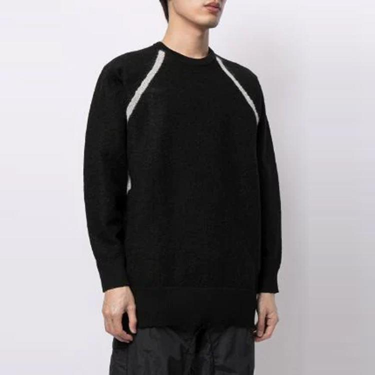 Y-3 FW21 Logo Two-Tone Jacquard Knit Sweater Men Sweater Black GV0362