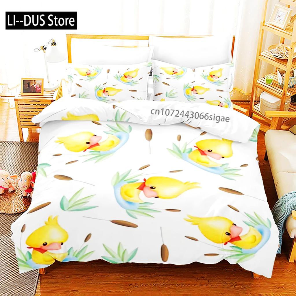 Gelbe Ente Bettwäsche Set Einzelbett Twin Full Queen King Size Kleine Ente Bettset Aldult Jungen Schlafzimmer Bettbezug Sets 3D Druck 015