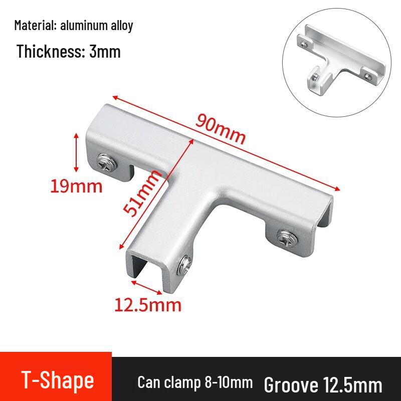 L-Shaped Right Angle Aluminum Kitchen Sink Clamp & Glass Shelf Clip